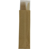 Sachet couverts 3 en 1 bois (couteau, fourchette, serviette)