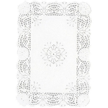 Dentelle rectangle en papier blanc 35x25 cm